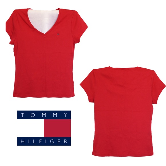 red v neck women's t shirt